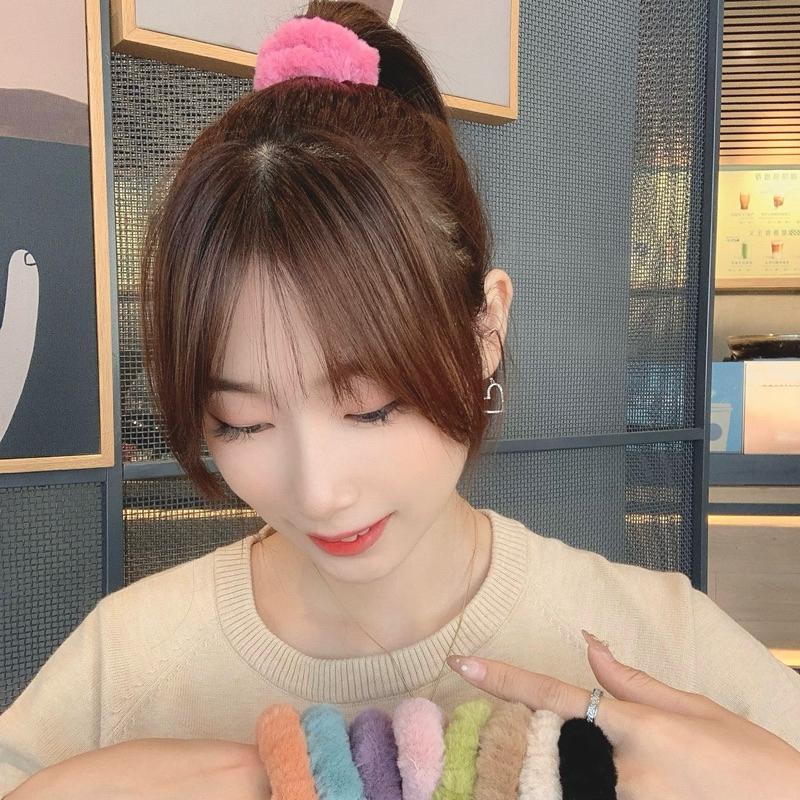 [現貨]糖果色毛絨絨髮圈 高馬尾髮飾-細節圖5