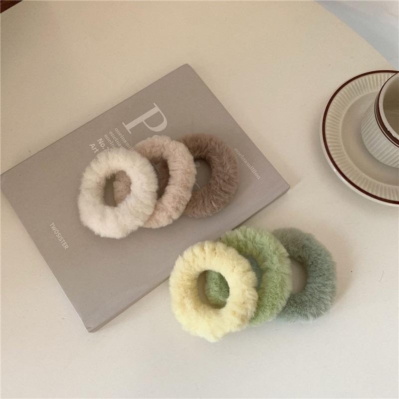 [現貨]糖果色毛絨絨髮圈 高馬尾髮飾-細節圖7