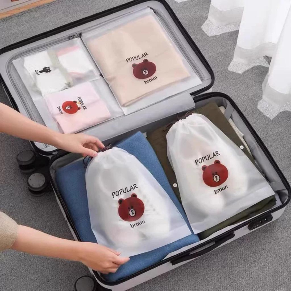 [現貨]透明束口袋 旅行收納袋 外出整理袋 鞋袋 衣服分類袋-細節圖2