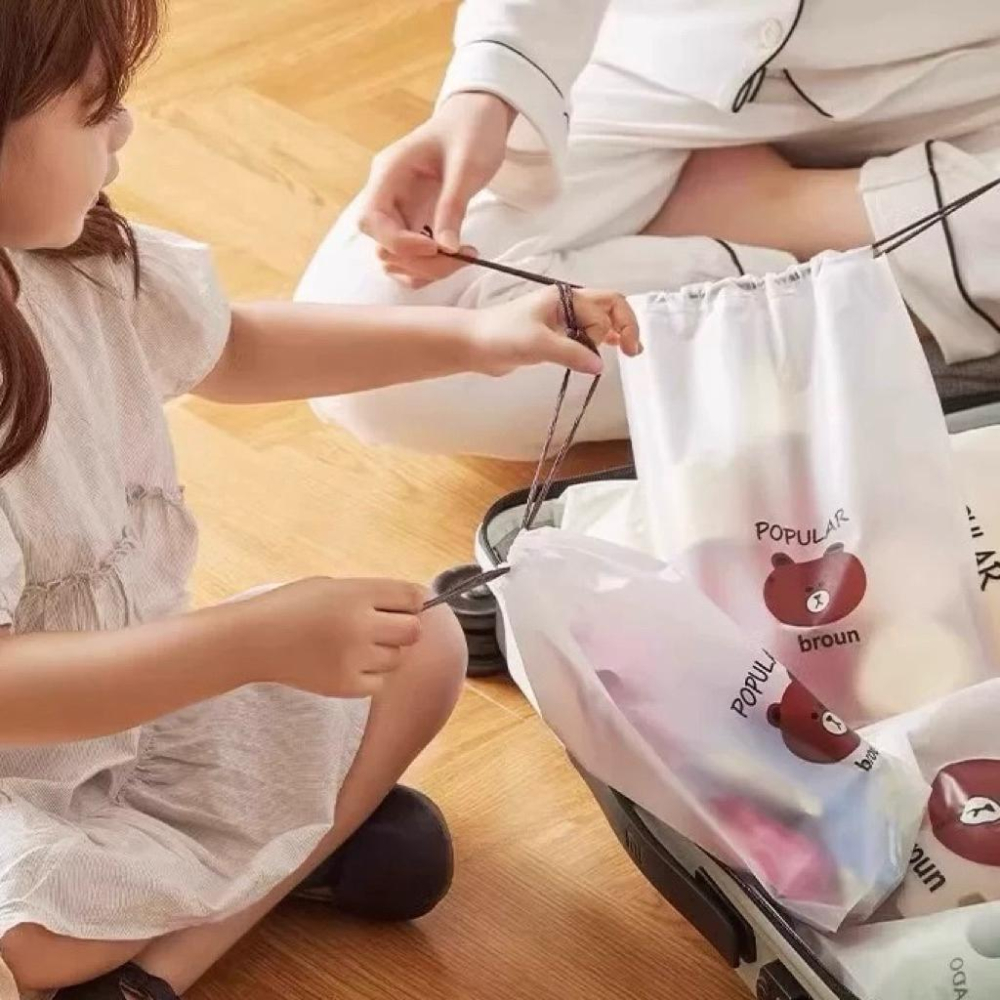 [現貨]透明束口袋 旅行收納袋 外出整理袋 鞋袋 衣服分類袋-細節圖4