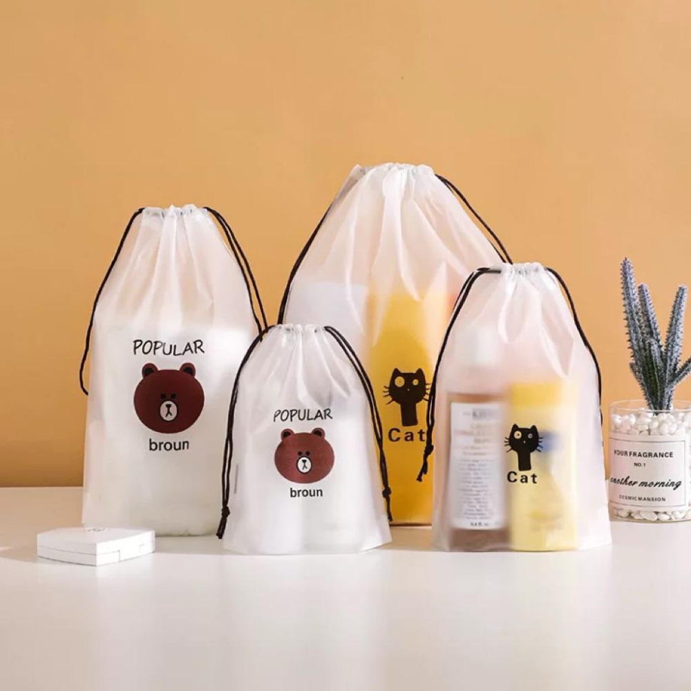 [現貨]透明束口袋 旅行收納袋 外出整理袋 鞋袋 衣服分類袋-細節圖5