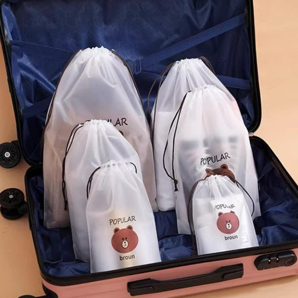 [現貨]透明束口袋 旅行收納袋 外出整理袋 鞋袋 衣服分類袋-細節圖6