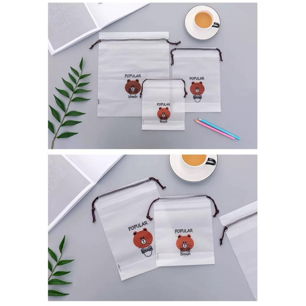 [現貨]透明束口袋 旅行收納袋 外出整理袋 鞋袋 衣服分類袋-細節圖9