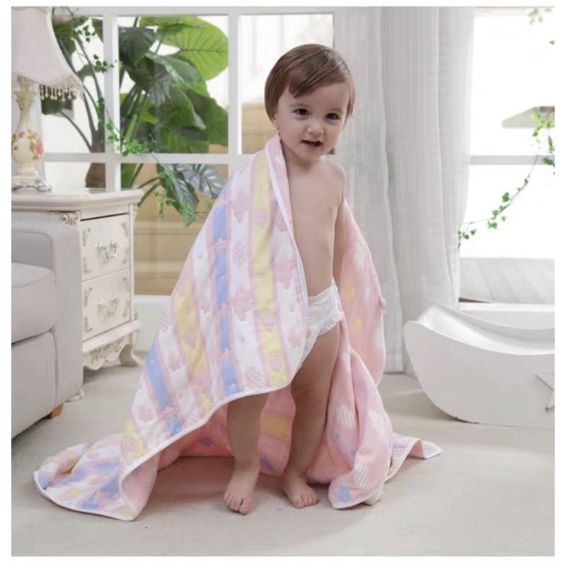 [現貨]六層紗布加大寶寶蓋毯120x150cm 純棉寶寶大被被 浴巾-細節圖4