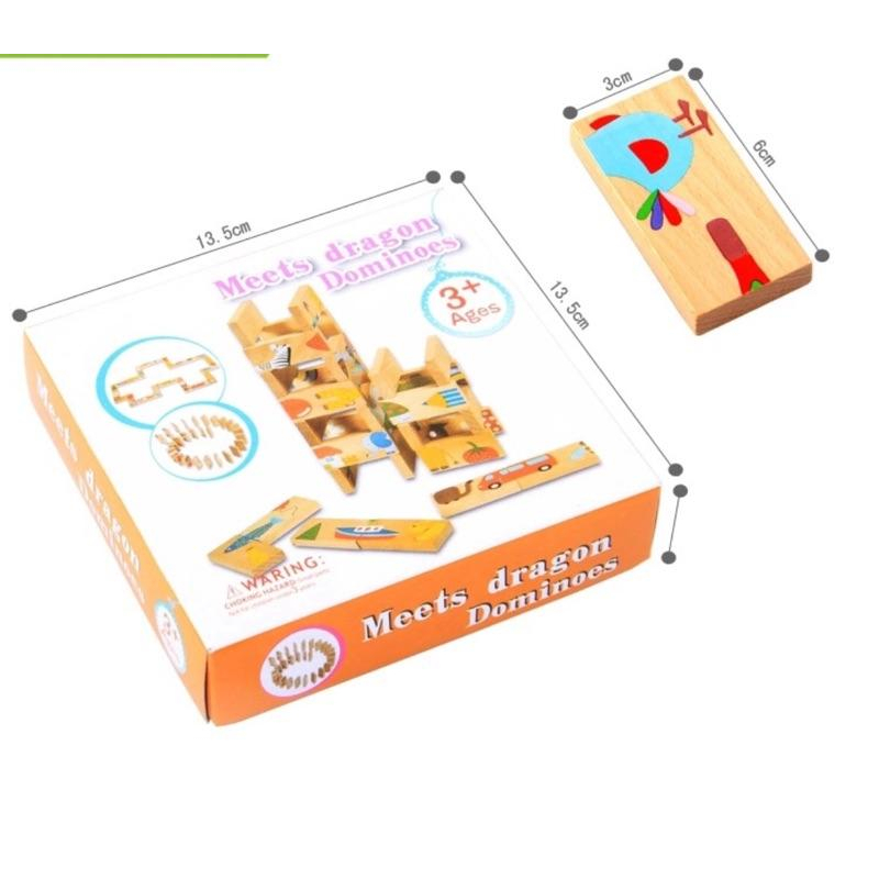 [現貨]木製28片動物拼圖接龍骨牌-細節圖5