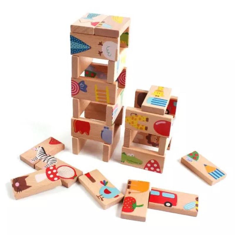 [現貨]木製28片動物拼圖接龍骨牌-細節圖6