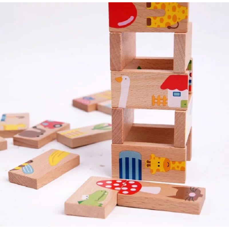 [現貨]木製28片動物拼圖接龍骨牌-細節圖7