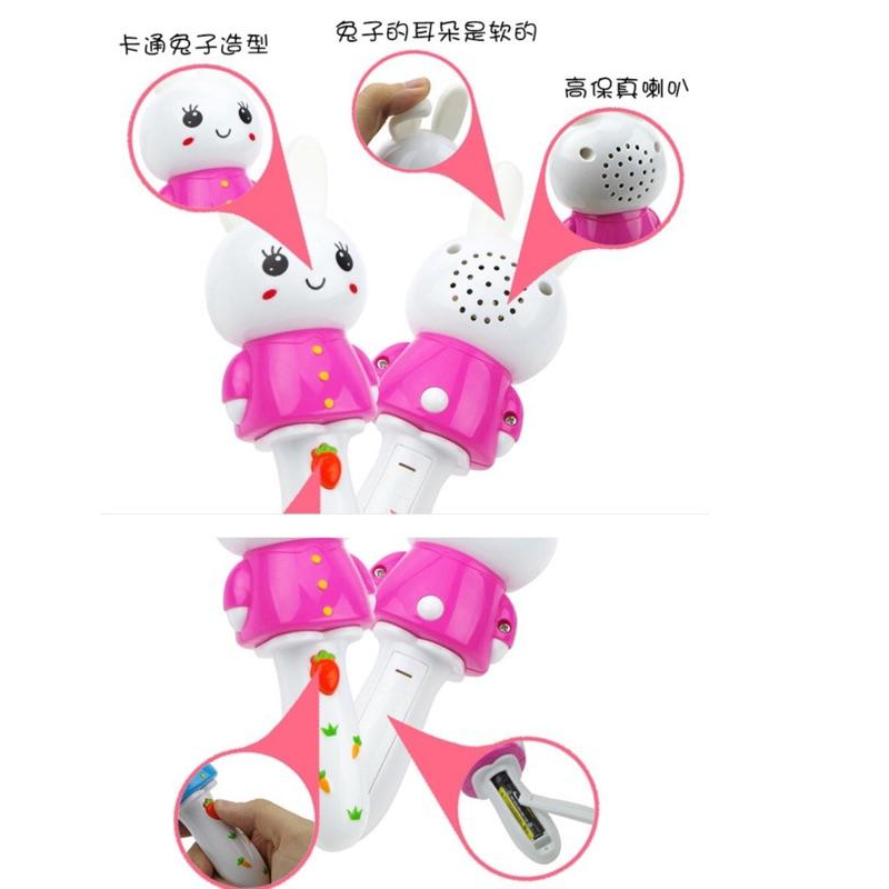 [現貨]小兔子軟耳朵音樂棒有笑聲 兒童益智早教玩具-細節圖3