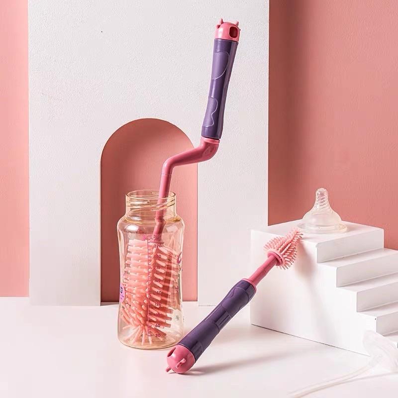 [現貨]360度旋轉矽膠奶瓶刷(3件組) 奶嘴刷 吸管刷 杯刷-細節圖4