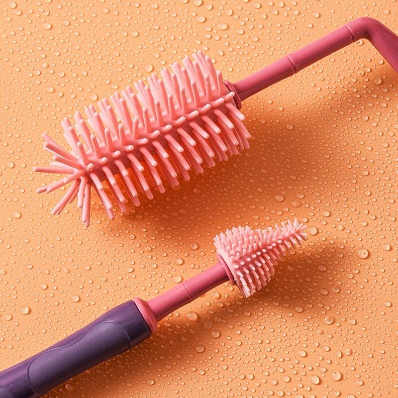 [現貨]360度旋轉矽膠奶瓶刷(3件組) 奶嘴刷 吸管刷 杯刷-細節圖7