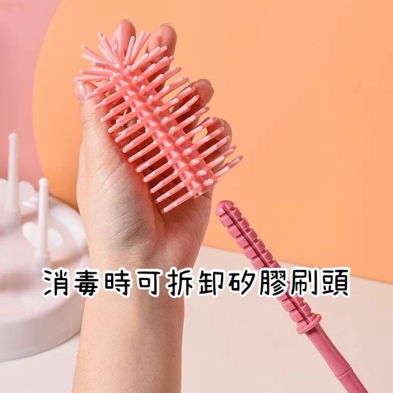 [現貨]360度旋轉矽膠奶瓶刷(3件組) 奶嘴刷 吸管刷 杯刷-細節圖9