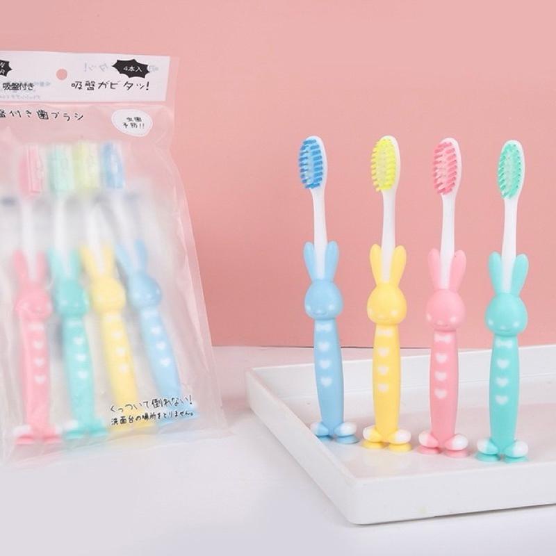 [現貨]兒童動物軟毛牙刷(4入)吸盤兒童牙刷 附贈防塵蓋-細節圖7