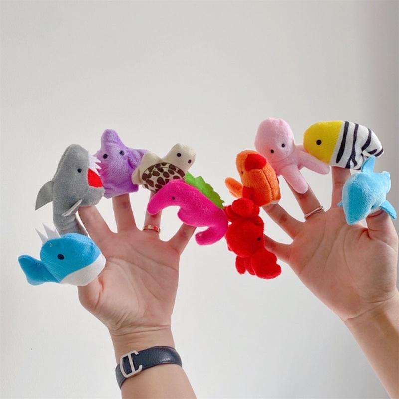 [現貨] 可愛小動物講故事手指偶（10入）親子互動毛絨玩具 可愛水果 手指玩偶 草莓蘋果蘿蔔小玩偶-細節圖2