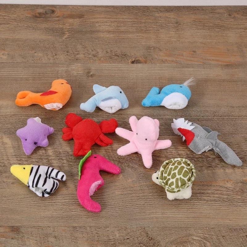 [現貨] 可愛小動物講故事手指偶（10入）親子互動毛絨玩具 可愛水果 手指玩偶 草莓蘋果蘿蔔小玩偶-細節圖4