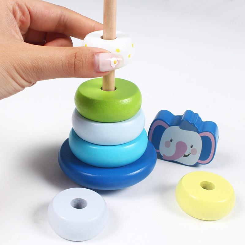 [現貨]寶寶木製動物不倒翁套柱 套圈圈-細節圖3