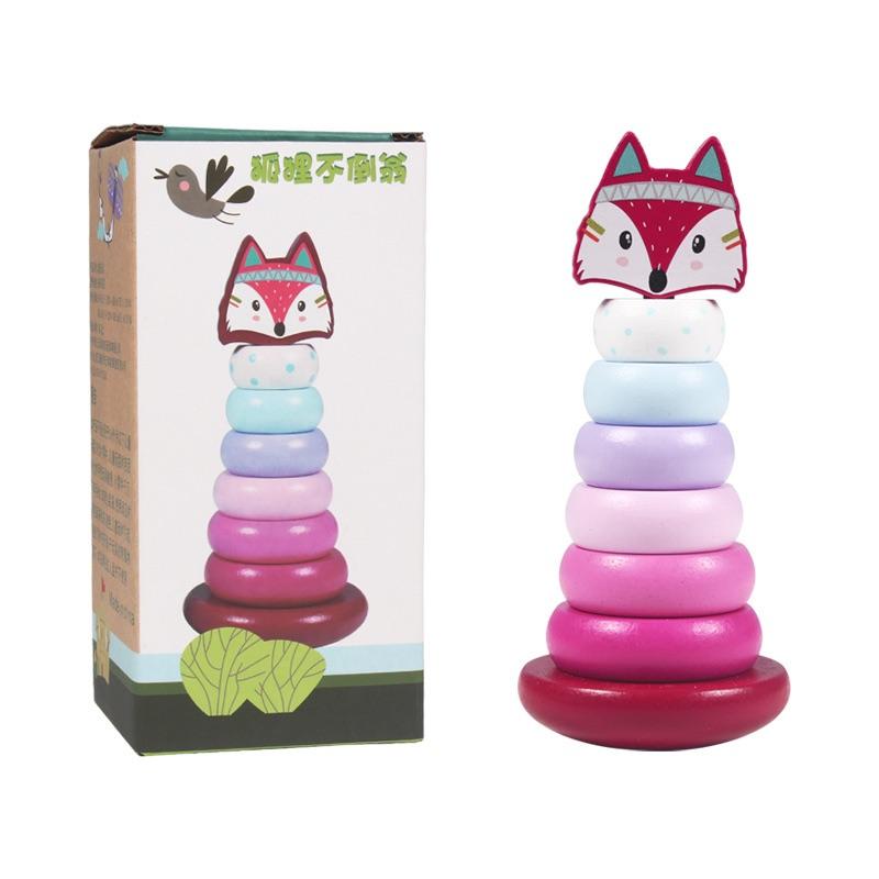 [現貨]寶寶木製動物不倒翁套柱 套圈圈-細節圖6