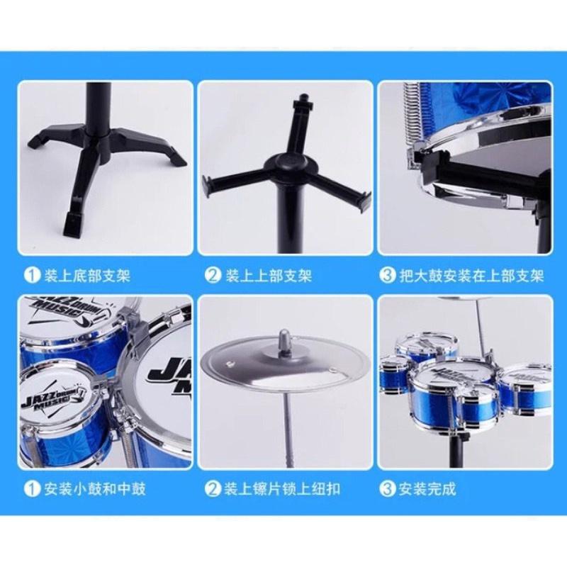 現貨 小號5鼓仿真迷你爵士鼓 兒童仿真電鍍敲打架子鼓 樂器玩具 早教敲擊音樂益智玩具5鼓組合套裝-細節圖5