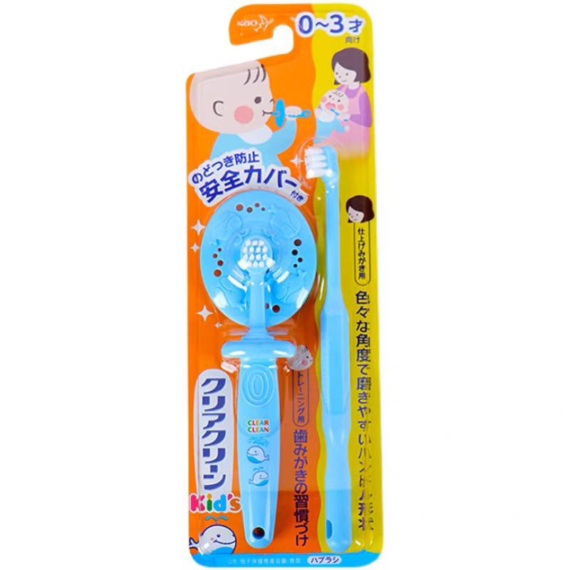 [現貨] 日本原裝花王Kao幼兒親子軟毛牙刷2入 0-3歲訓練擋板乳牙刷-細節圖3