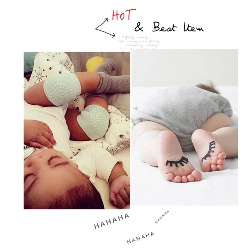 [現貨]韓版內裏毛圈加厚兒童防滑防磨點膠爬行護膝-細節圖5