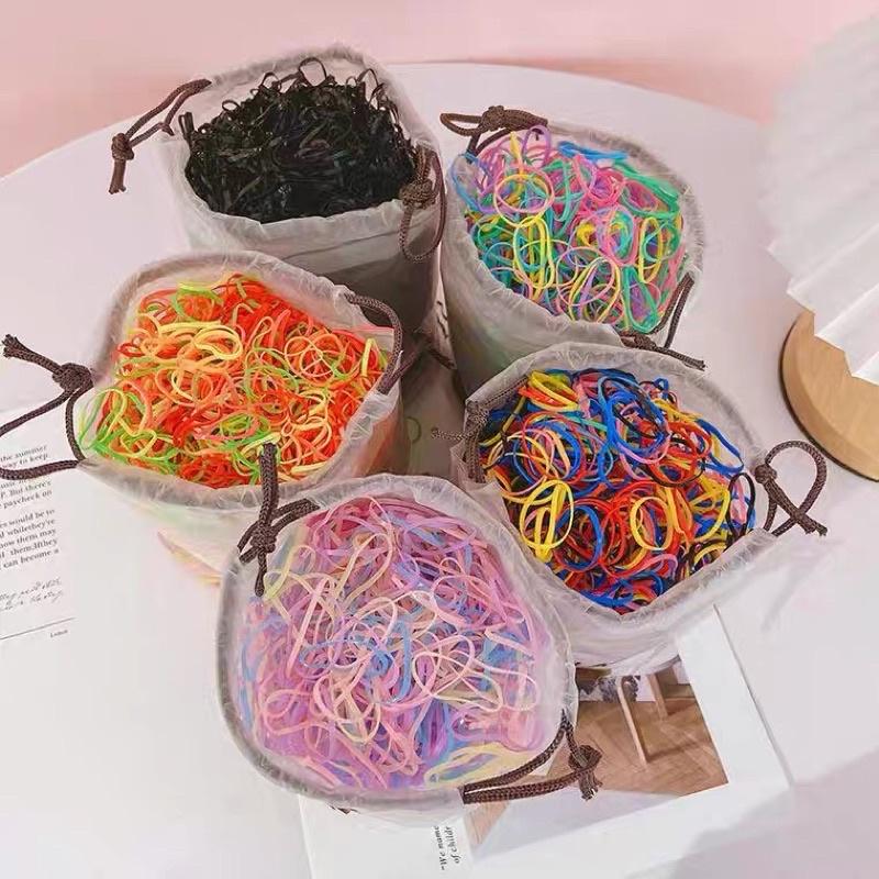 [現貨]兒童不易斷一次性髮圈4000入（贈收納袋）彩色橡皮筋 高彈力寶寶髮圈 女童不傷髮橡皮筋-細節圖6