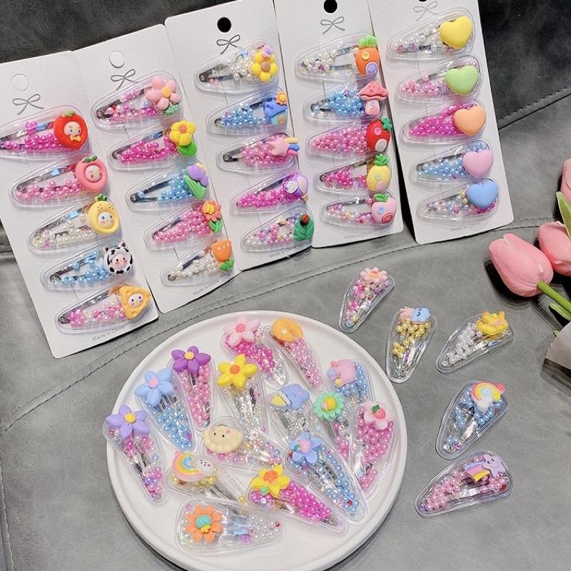 [現貨]女童彩珠流沙髮夾(5件組)  甜美可愛髮飾 瀏海夾-細節圖6