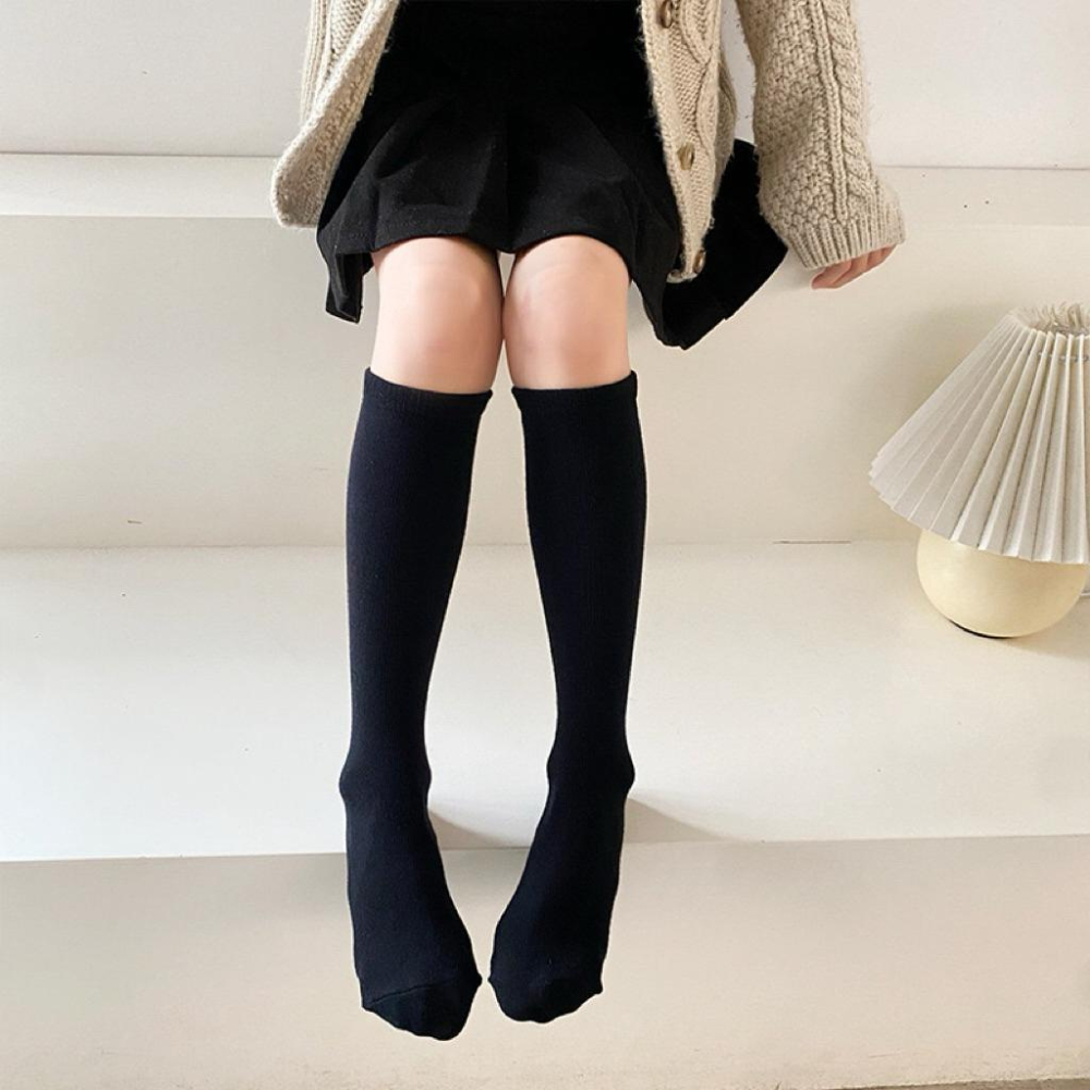 [現貨]兒童百搭條紋大腿襪  膝上襪 黑色長襪 學院風拍照素色長襪 白色襪子 黑色襪子-細節圖9