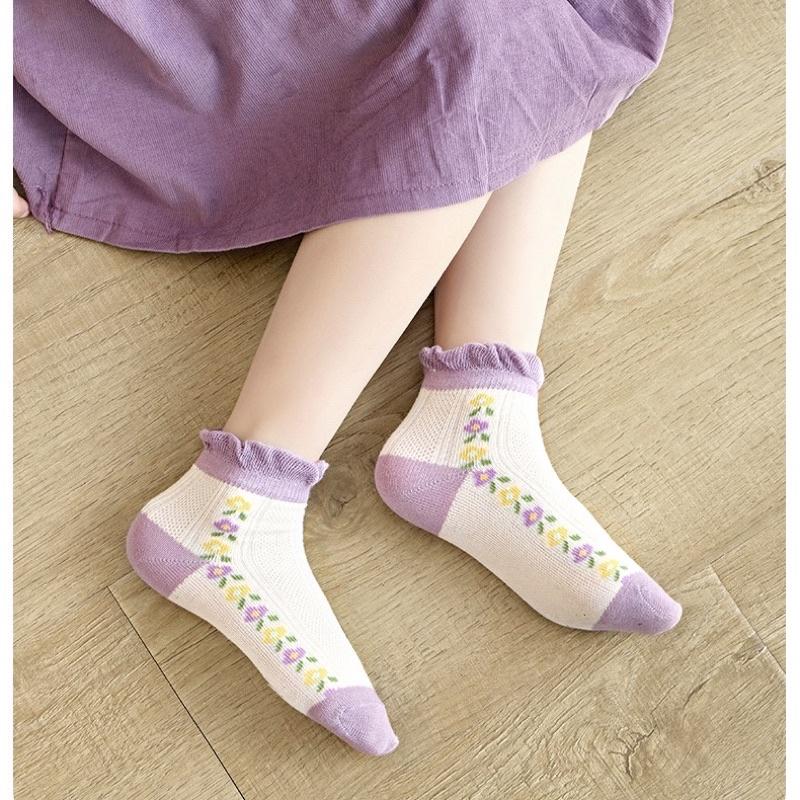 [現貨]夏季網眼女童中筒襪(5雙入) 透氣洞洞襪子 韓系寶寶襪-細節圖5