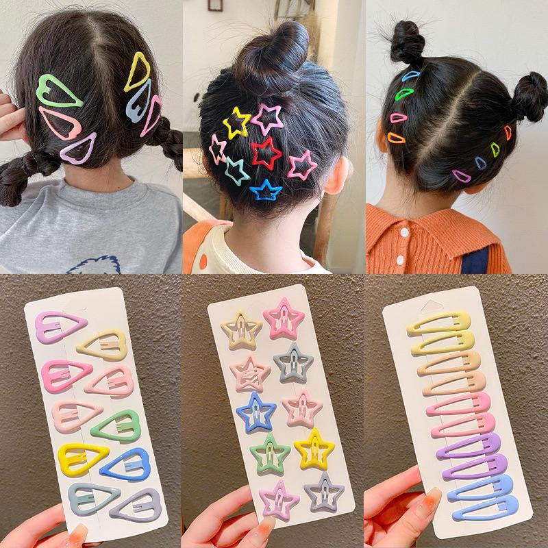 [現貨]寶寶糖果色可愛小髮夾(10件組)  繽紛愛心星星造型髮夾 兒童不傷髮小髮夾 公主髮飾-細節圖2