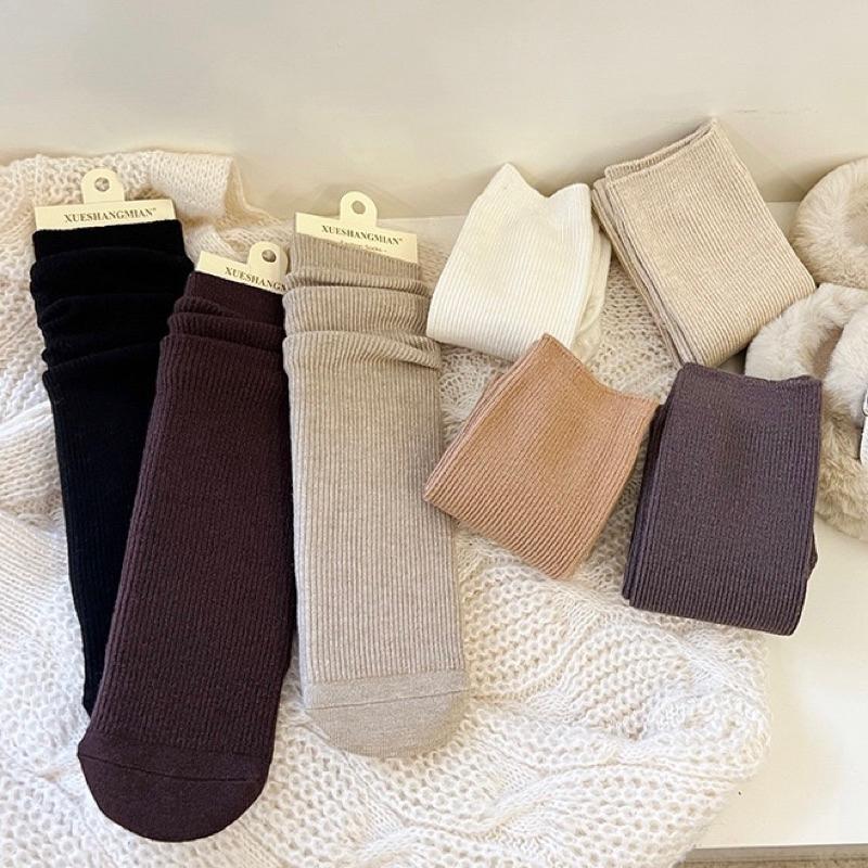 [現貨]兒童保暖中筒襪 彈力堆堆襪  素色長襪 百搭白色襪子 黑色長襪-細節圖3