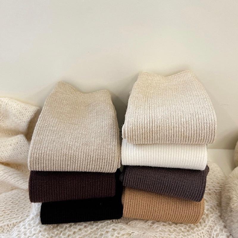 [現貨]兒童保暖中筒襪 彈力堆堆襪  素色長襪 百搭白色襪子 黑色長襪-細節圖4