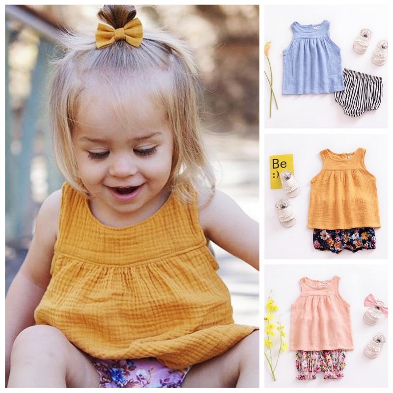 [現貨]歐美風寶寶棉麻背心 無袖上衣-細節圖5