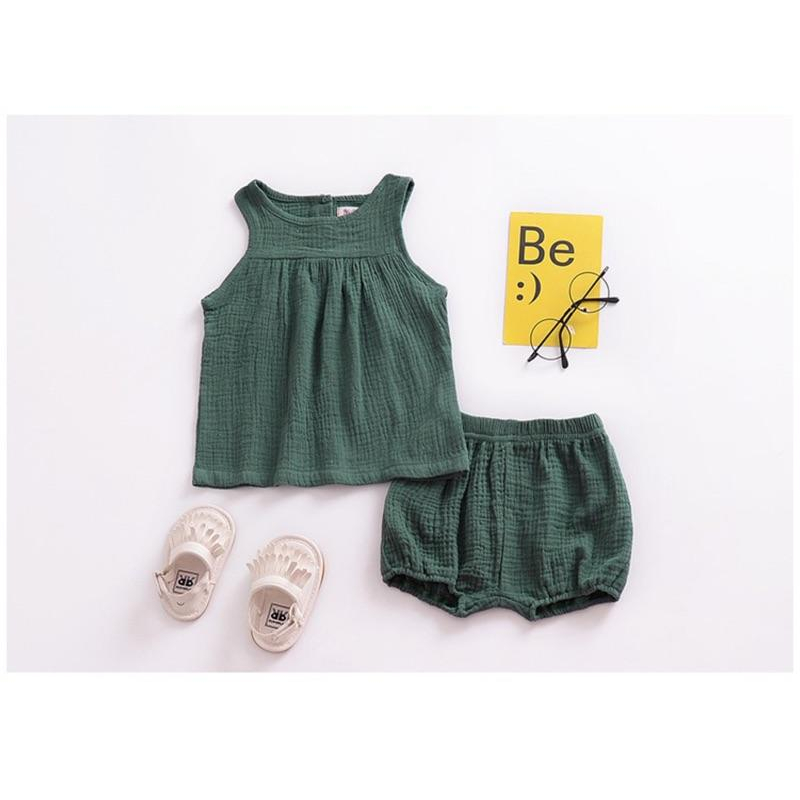 [現貨]歐美風寶寶棉麻背心 無袖上衣-細節圖7