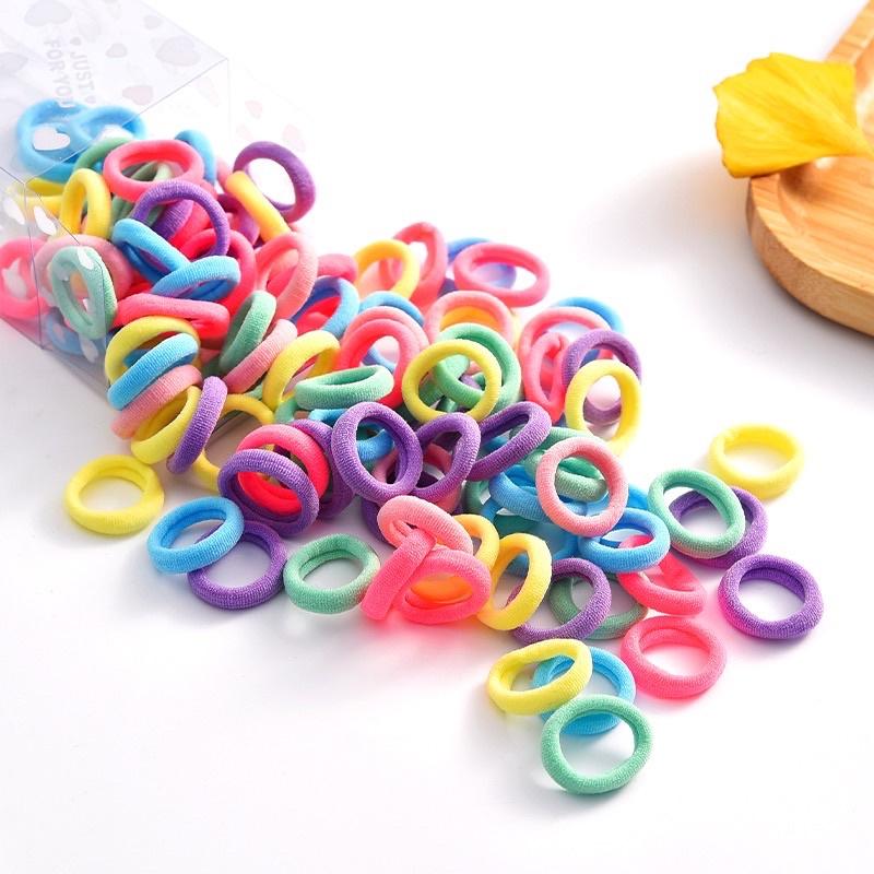 [現貨]兒童不傷髮彩色高彈力髮圈 毛巾圈寶寶髮圈 女童橡皮筋-細節圖2