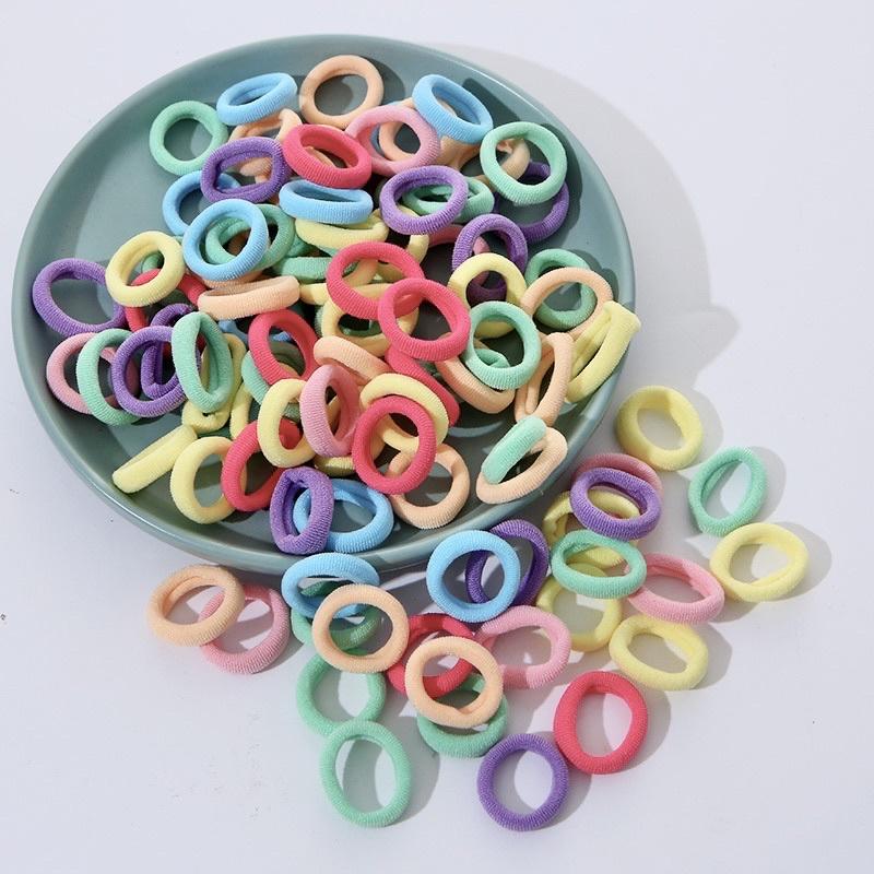 [現貨]兒童不傷髮彩色高彈力髮圈 毛巾圈寶寶髮圈 女童橡皮筋-細節圖4