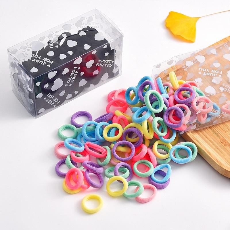 [現貨]兒童不傷髮彩色高彈力髮圈 毛巾圈寶寶髮圈 女童橡皮筋-細節圖9