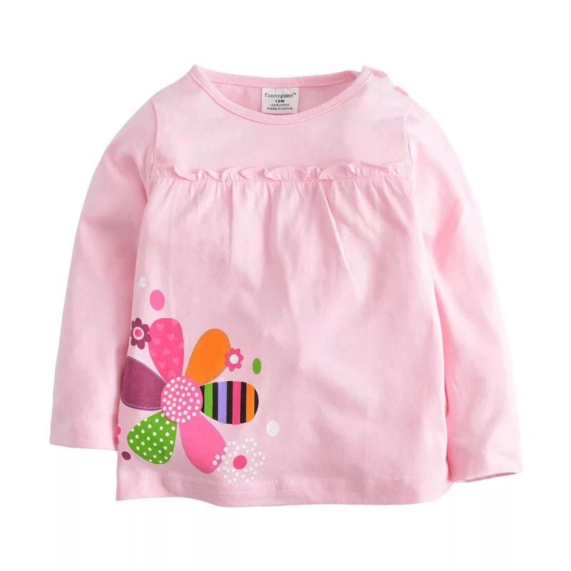 [現貨]歐美風女寶長袖貼布繡花精緻休閒上衣-細節圖3