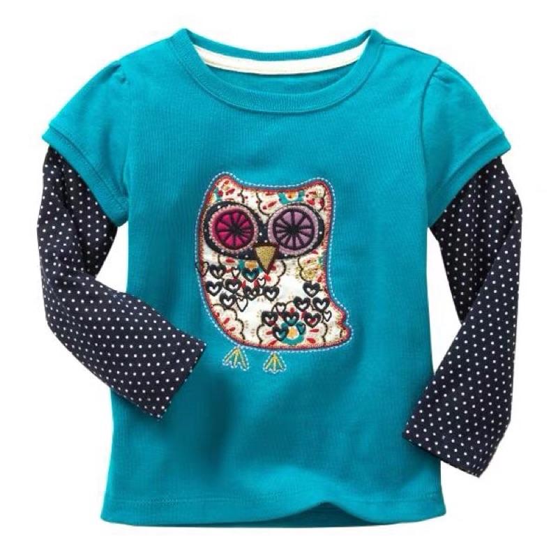 [現貨]歐美風女寶長袖貼布繡花精緻休閒上衣-細節圖6