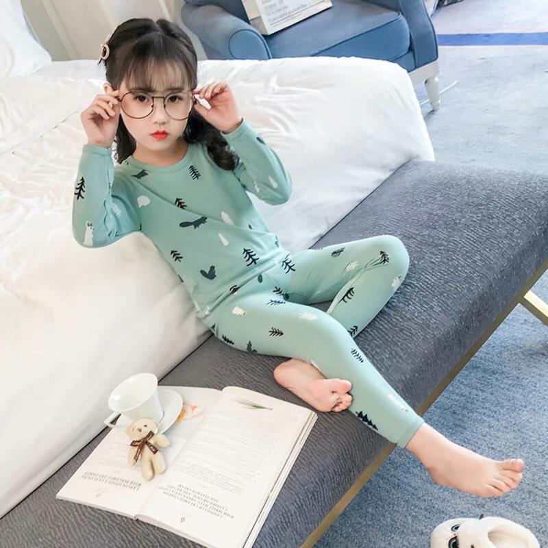 [現貨]秋冬男女童加绒保暖長袖内衣兩件套裝 兒童睡衣 居家服-細節圖3