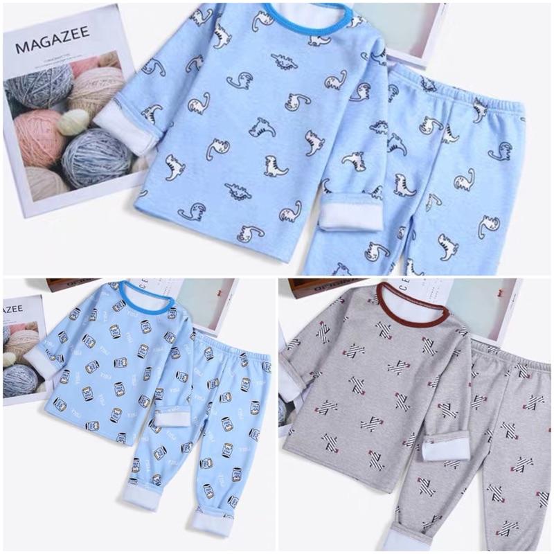 [現貨]秋冬男女童加绒保暖長袖内衣兩件套裝 兒童睡衣 居家服-細節圖6