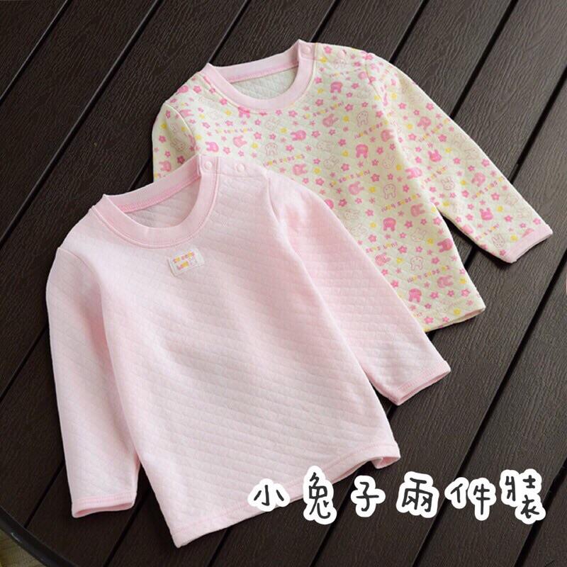 [現貨]外貿日本女童空氣層保暖上衣(2件裝）純棉居家服 打底內衣-細節圖3