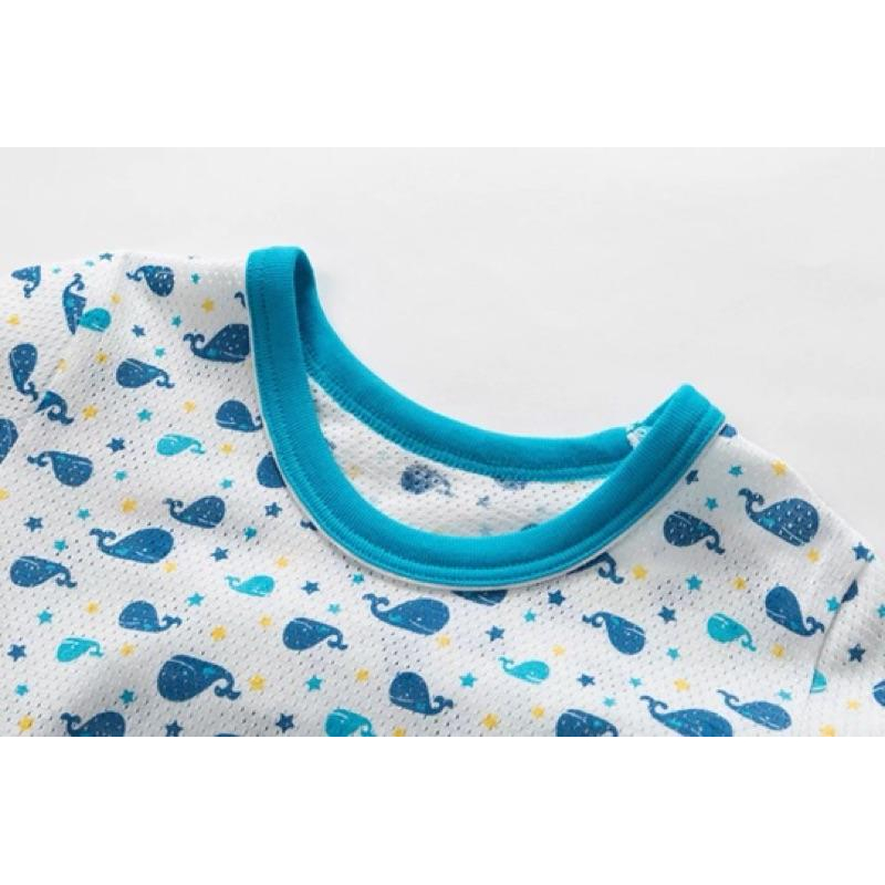 [現貨]外貿日本純棉網眼男童上衣  速乾洞洞衣 短褲 居家褲-細節圖4