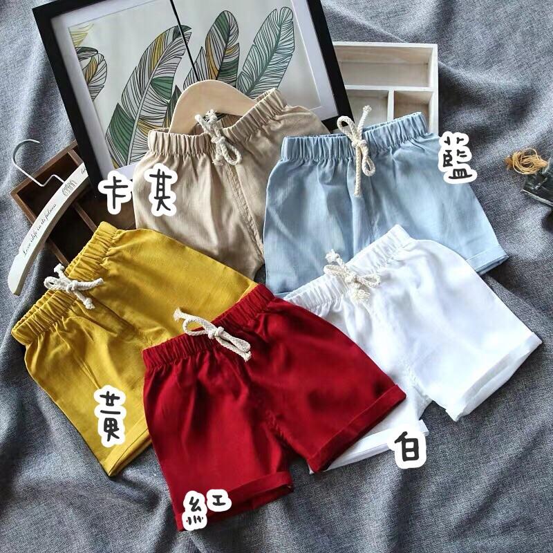 [現貨]男女童素色百搭棉麻休閒短褲 夏季吸濕排汗-細節圖3