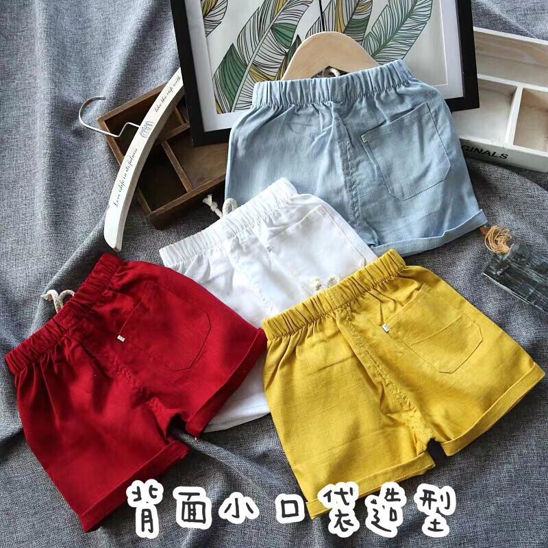 [現貨]男女童素色百搭棉麻休閒短褲 夏季吸濕排汗-細節圖4