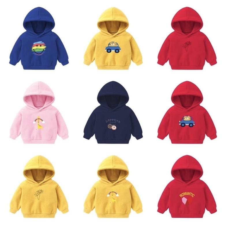 [現貨]秋冬加絨連帽上衣  兒童印刷休閒長袖上衣-細節圖4