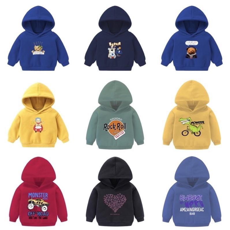 [現貨]秋冬加絨連帽上衣  兒童印刷休閒長袖上衣-細節圖6