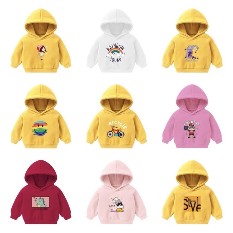 [現貨]秋冬加絨連帽上衣  兒童印刷休閒長袖上衣-細節圖7