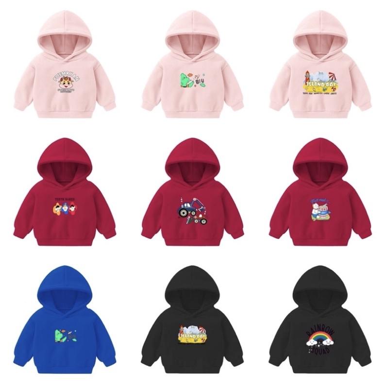 [現貨]秋冬加絨連帽上衣  兒童印刷休閒長袖上衣-細節圖8