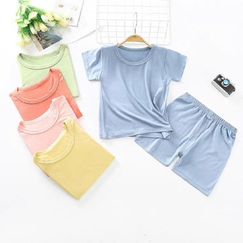 [現貨] 兒童百搭莫代爾棉素色短袖上衣 夏季薄款彈性T恤-細節圖5