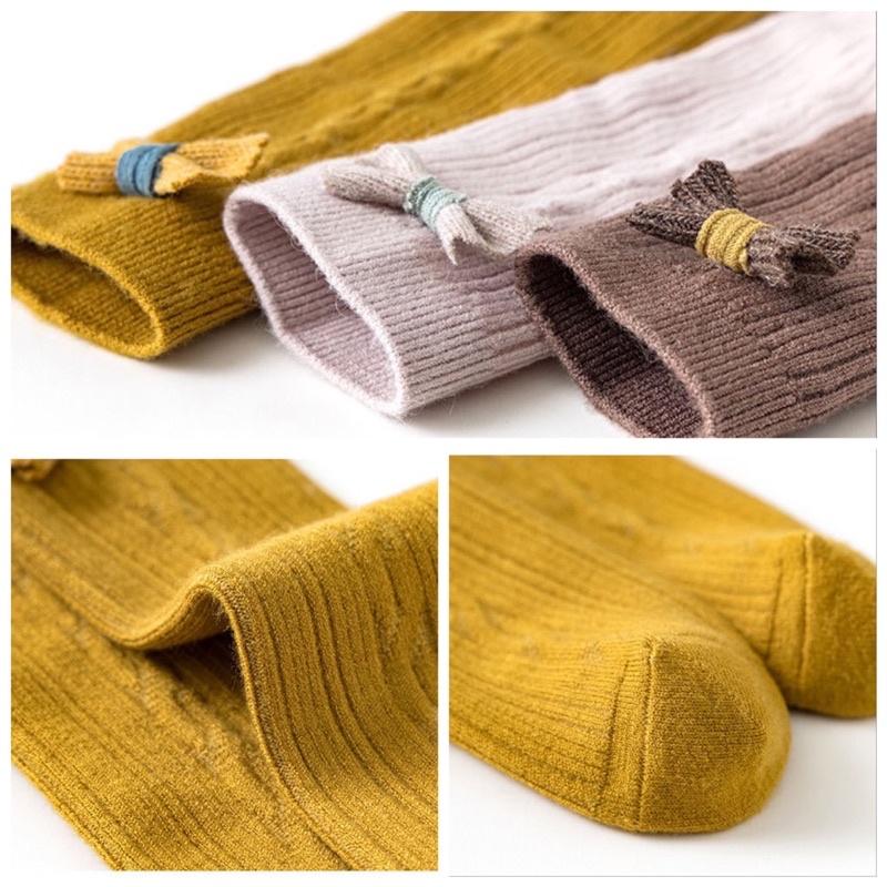 [現貨]女童蝴蝶結彈力堆堆襪 公主襪 長襪 中筒襪-細節圖2