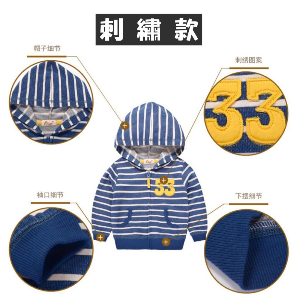 [現貨]兒童春秋薄款條紋連帽外套-細節圖3
